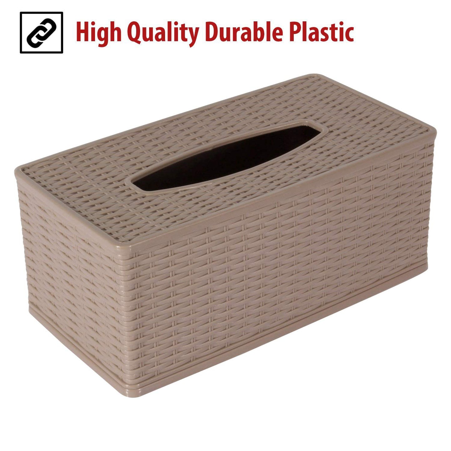 Plastic Tissue Paper Napkin Dispenser Box Holder for Car, Home, Office (Brown)