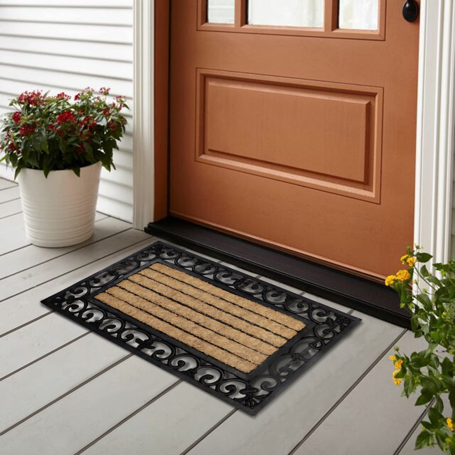 Outdoor Rubber Coir Grill Doormat, Rectangle, 45x75 cm
