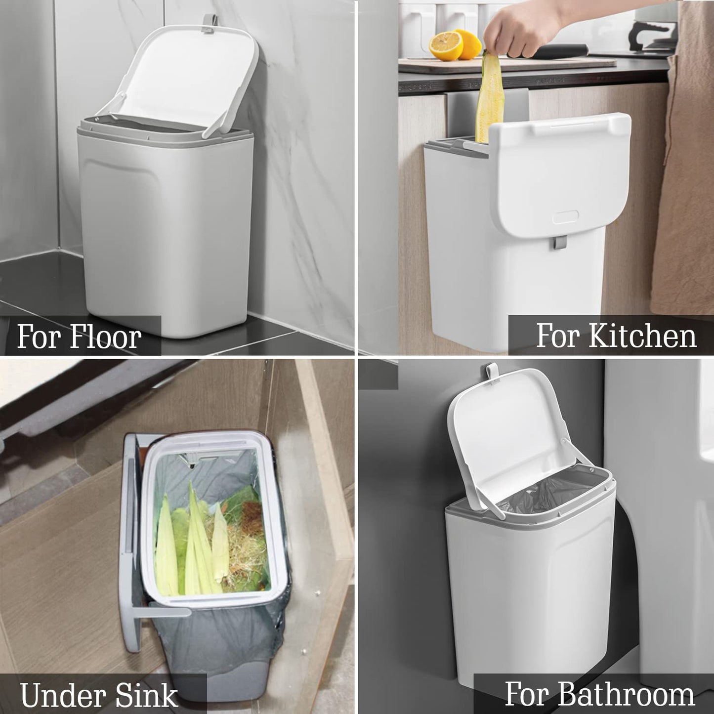Plastic Hanging/Wall Mounted Dustbin For Bathroom Toilet Kitchen Home Or Office, White, Pack Of 1, Open-Top