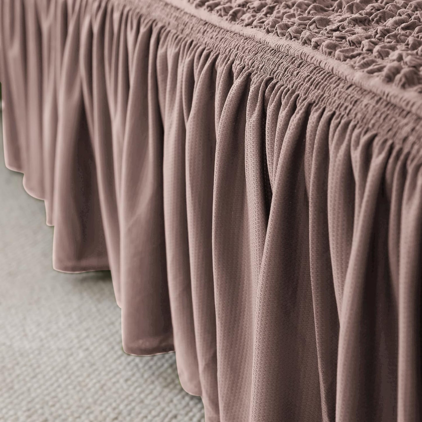 Mocha Elastic Turkish Bubble Frill seater modern sofa cover design