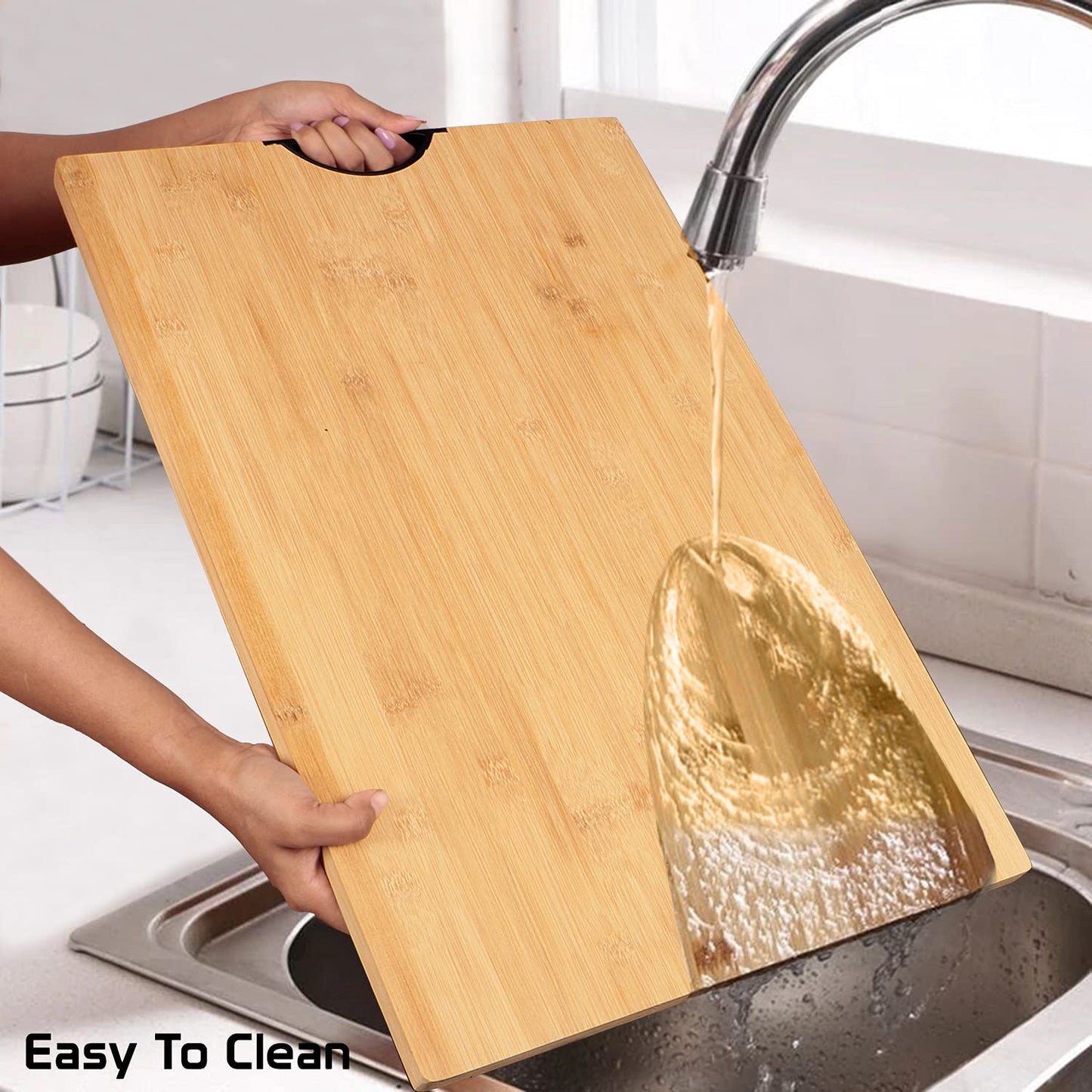 Bamboo Wood Chopping Cutting Board for Kitchen, Beige
