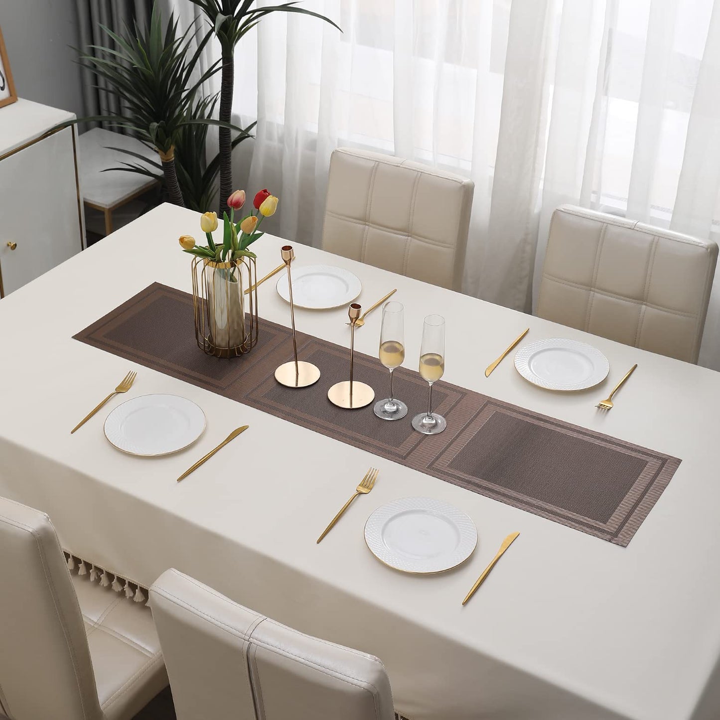 PVC Table Runner, Copper Brown