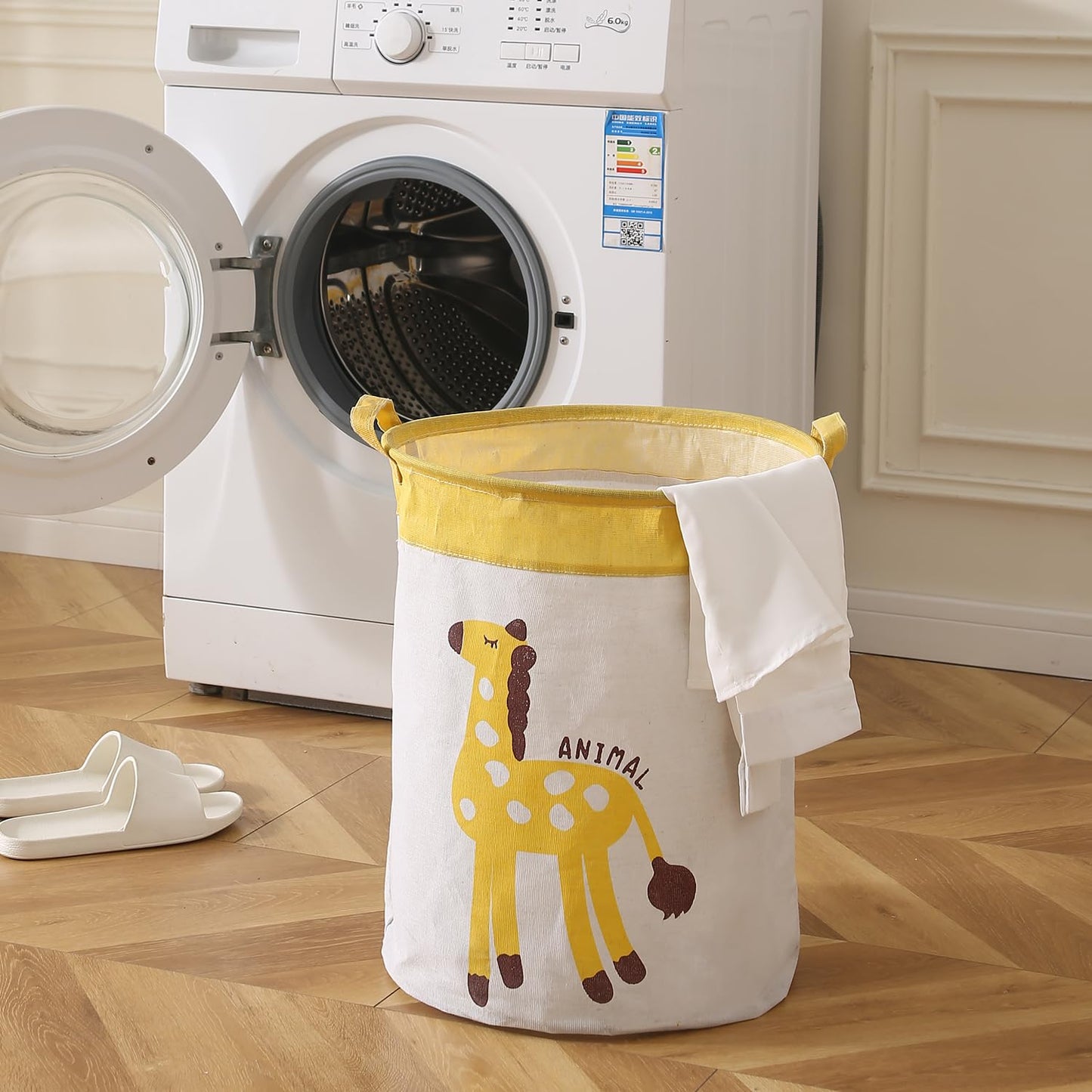 Kids Laundry Bag for Clothes, Toy Storage Basket, Giraffe