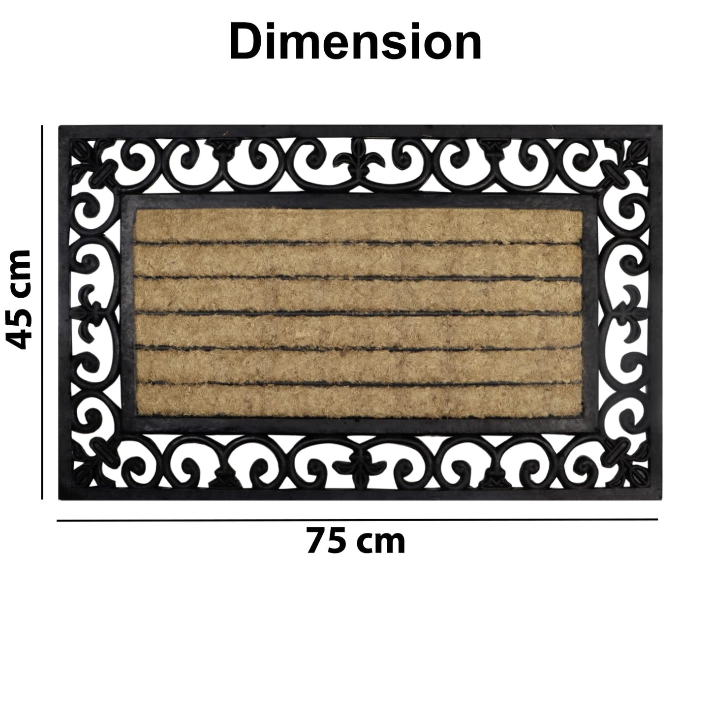 Outdoor Rubber Coir Grill Doormat, Rectangle, 45x75 cm