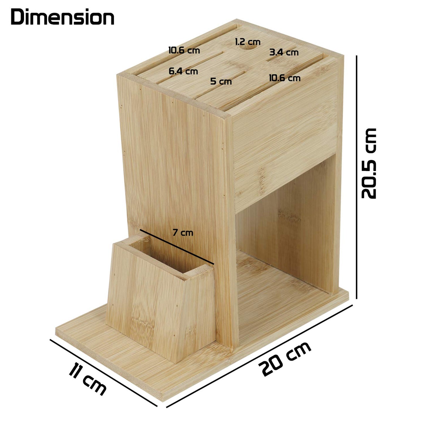 Wooden Knife Holder for Kitchen, Universal Knives Holder Stand with 5 Slots.