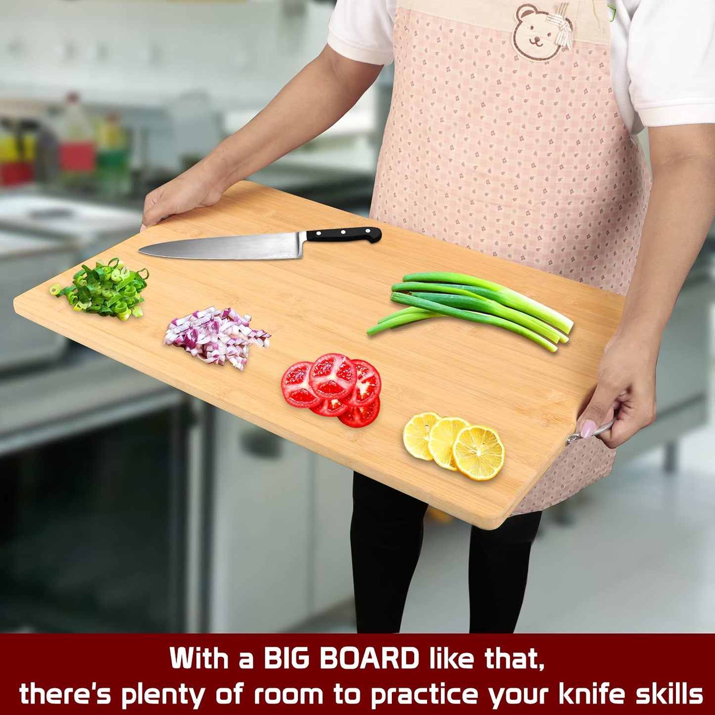 Bamboo Wood Jumbo Chopping Cutting Board for Kitchen - Beige