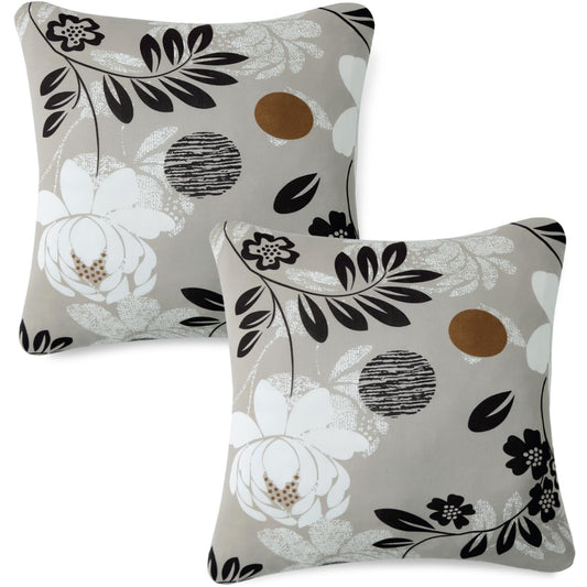 Cute Feather Brown Floral Print square pillow covers online