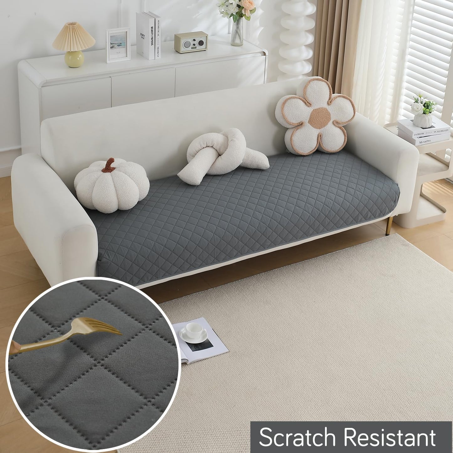 Water Repellent + Waterproof Quick Dry Sofa Seat Mat for 1/2/3 Seater Sofa - Dark Grey