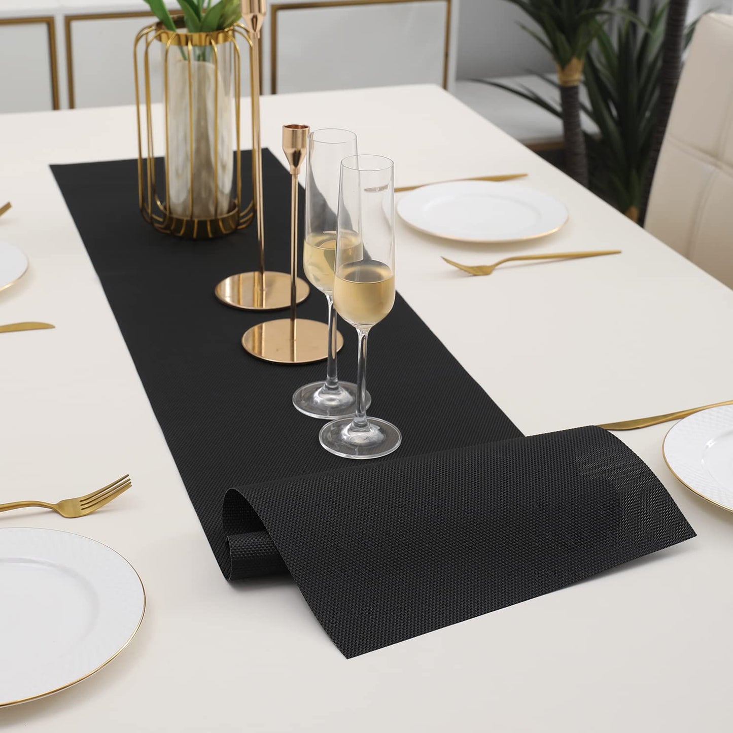 PVC Table Runner, Black