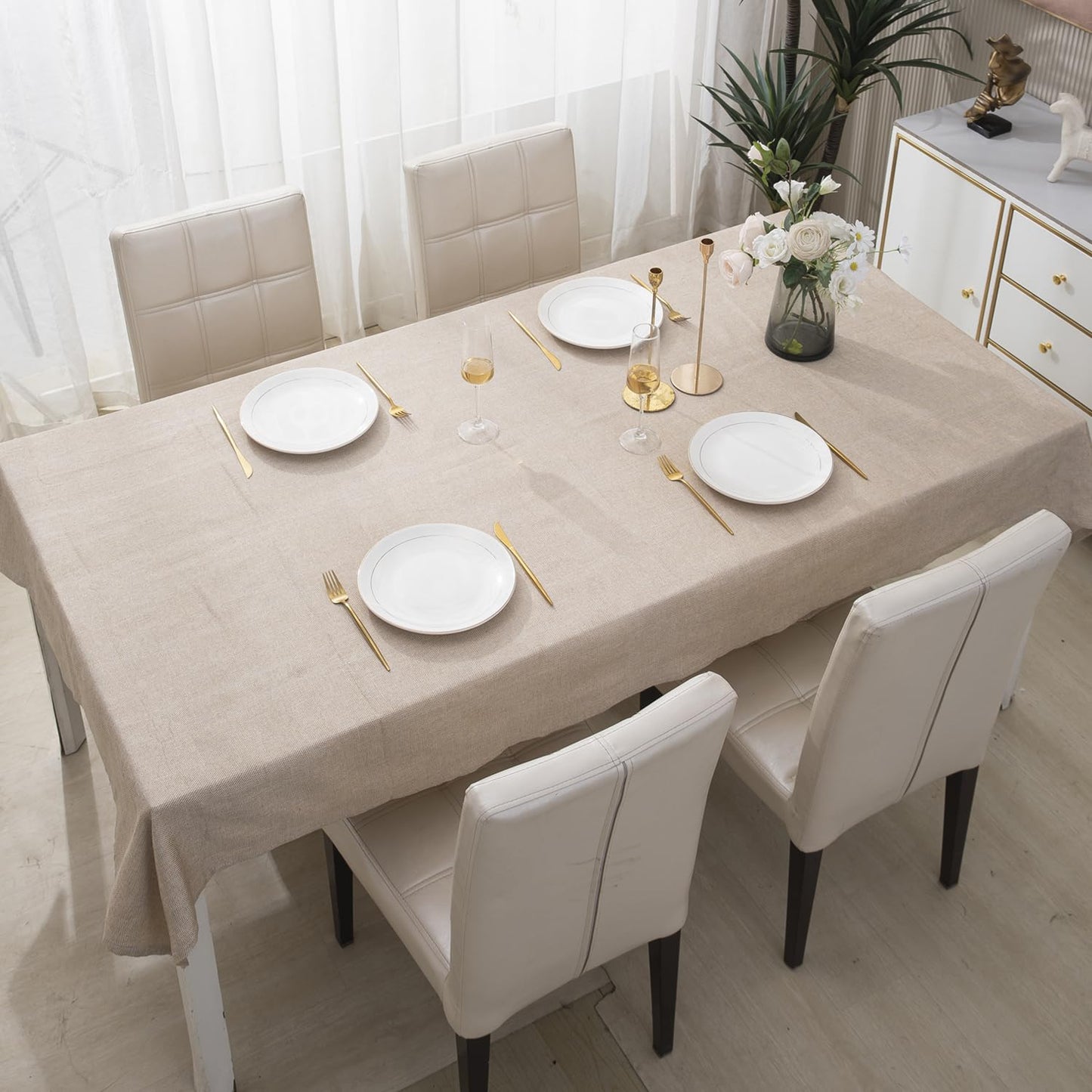 Poly Jute Dining Table Cover, Beige