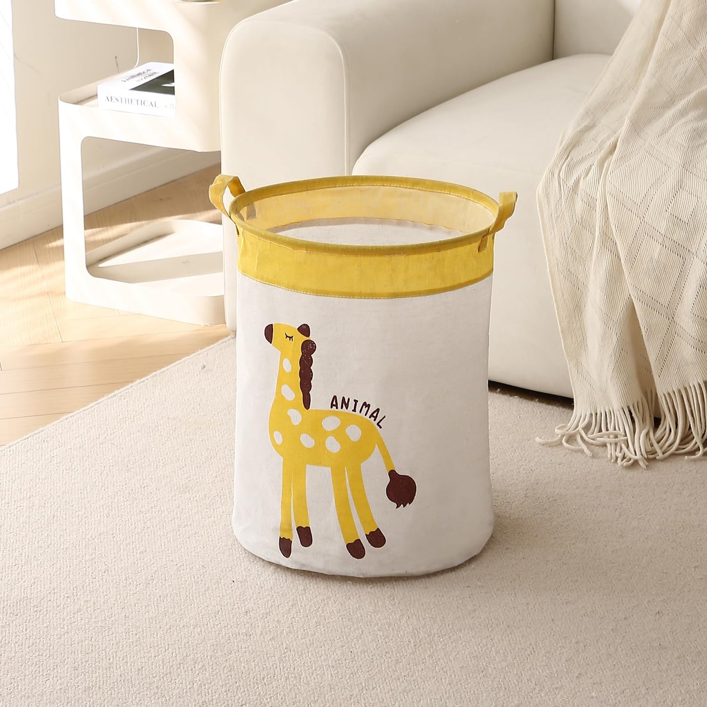 Kids Laundry Bag for Clothes, Toy Storage Basket, Giraffe