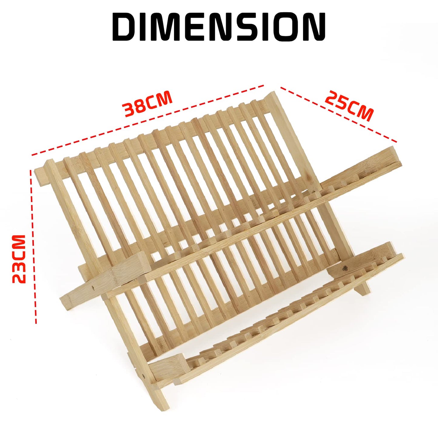 Wooden Folding 2-Tier Bamboo Plate Stands, 38 x 25 x 23 cm
