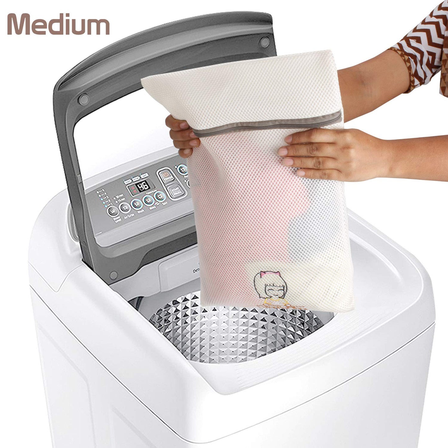 Premium Dual Layered Mesh Bags for Laundry Clothes Washing Bag, Pack of 3 (Beige)