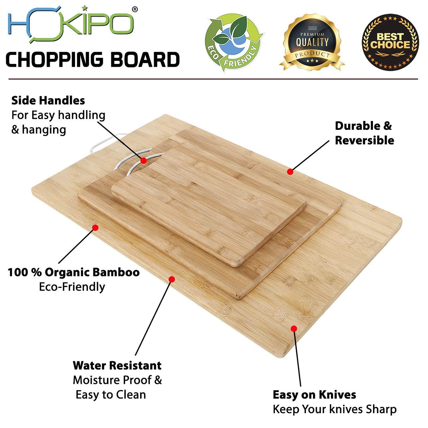 Natural Bamboo Wood Jumbo Cutting Board for Kitchen, 57x37 cm, Brown, Rectangle