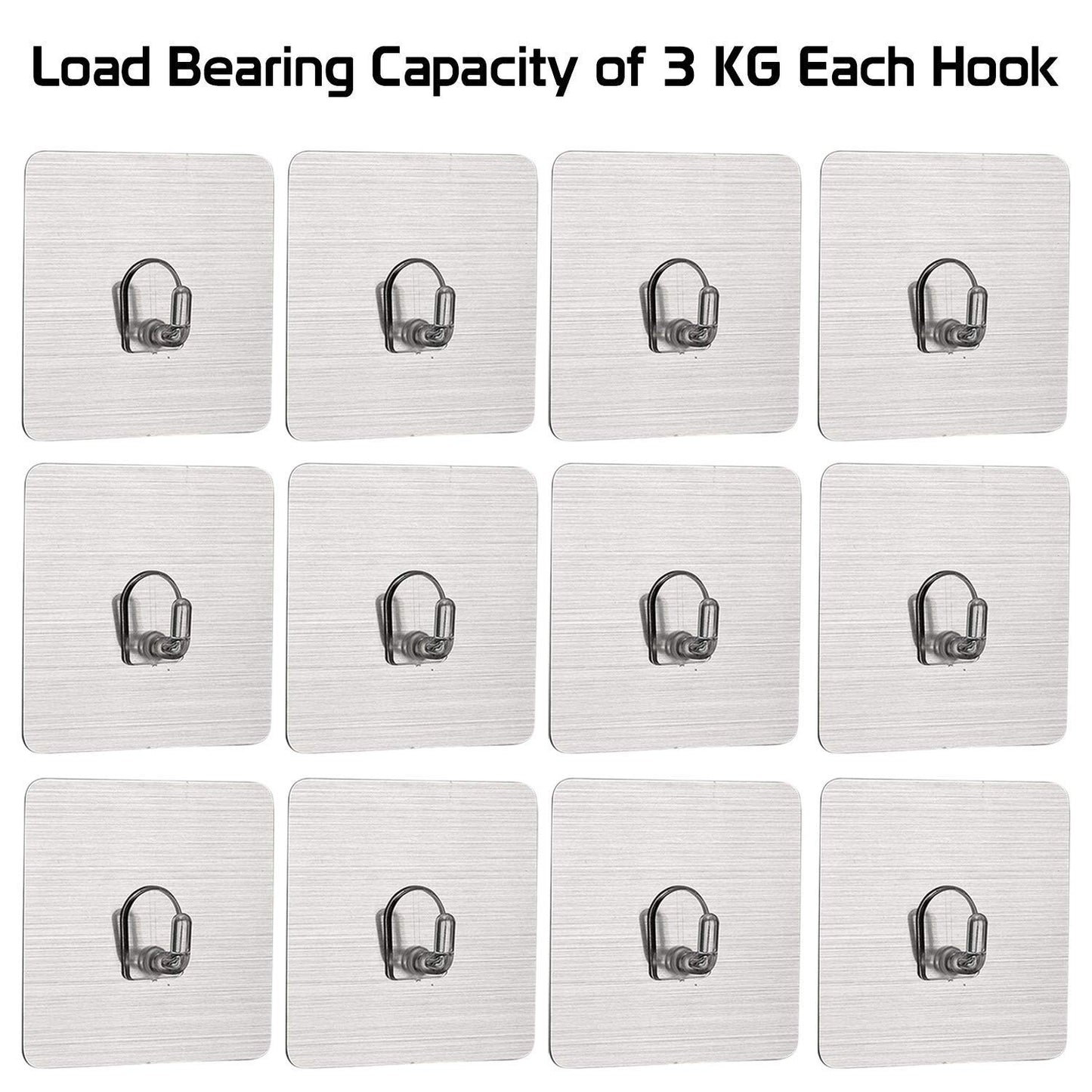 Magic Sticker Series Self Adhesive Hooks, Pack of 6/12 (Load Bearing Capacity of 3 KG Each Hook)