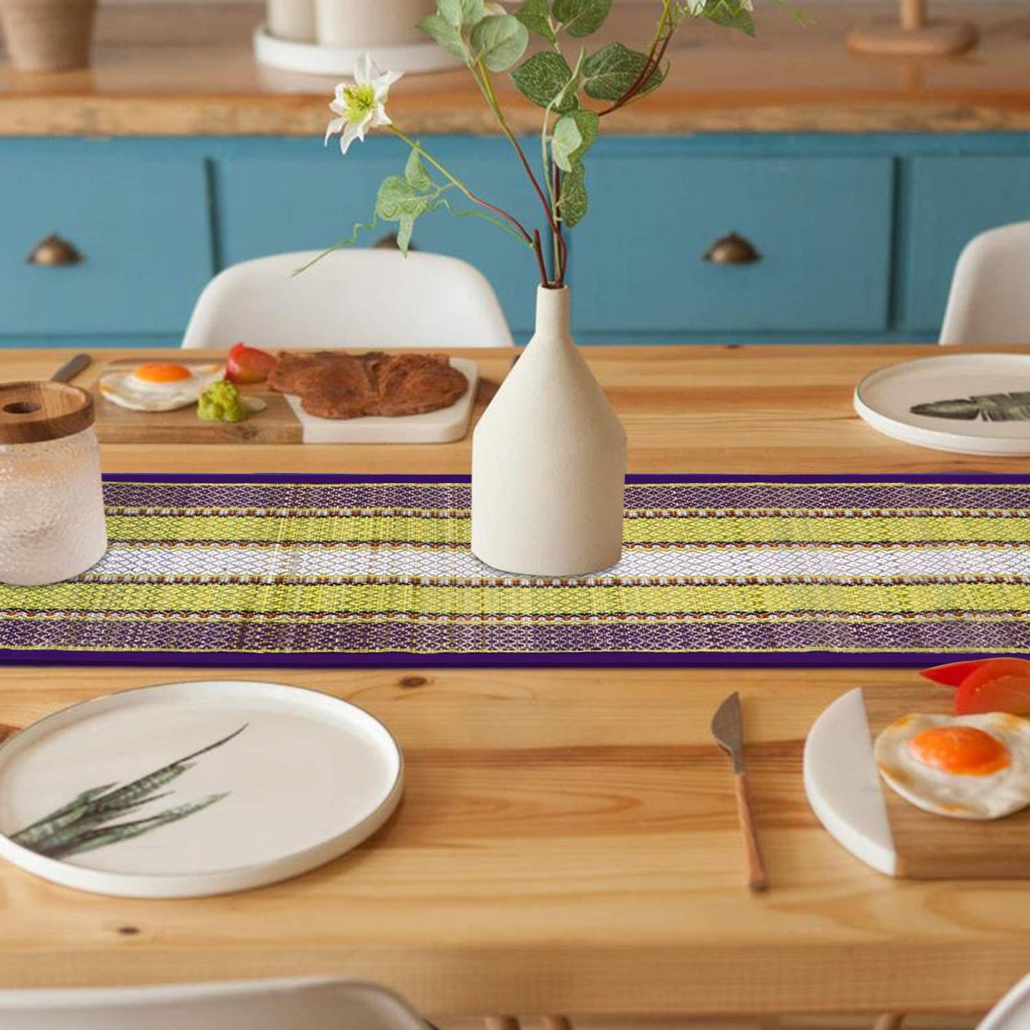 Natural Handmade Madurkathi Table Runner for Dining Table, Centre Table, Coffee Table, Teapoy, Purple