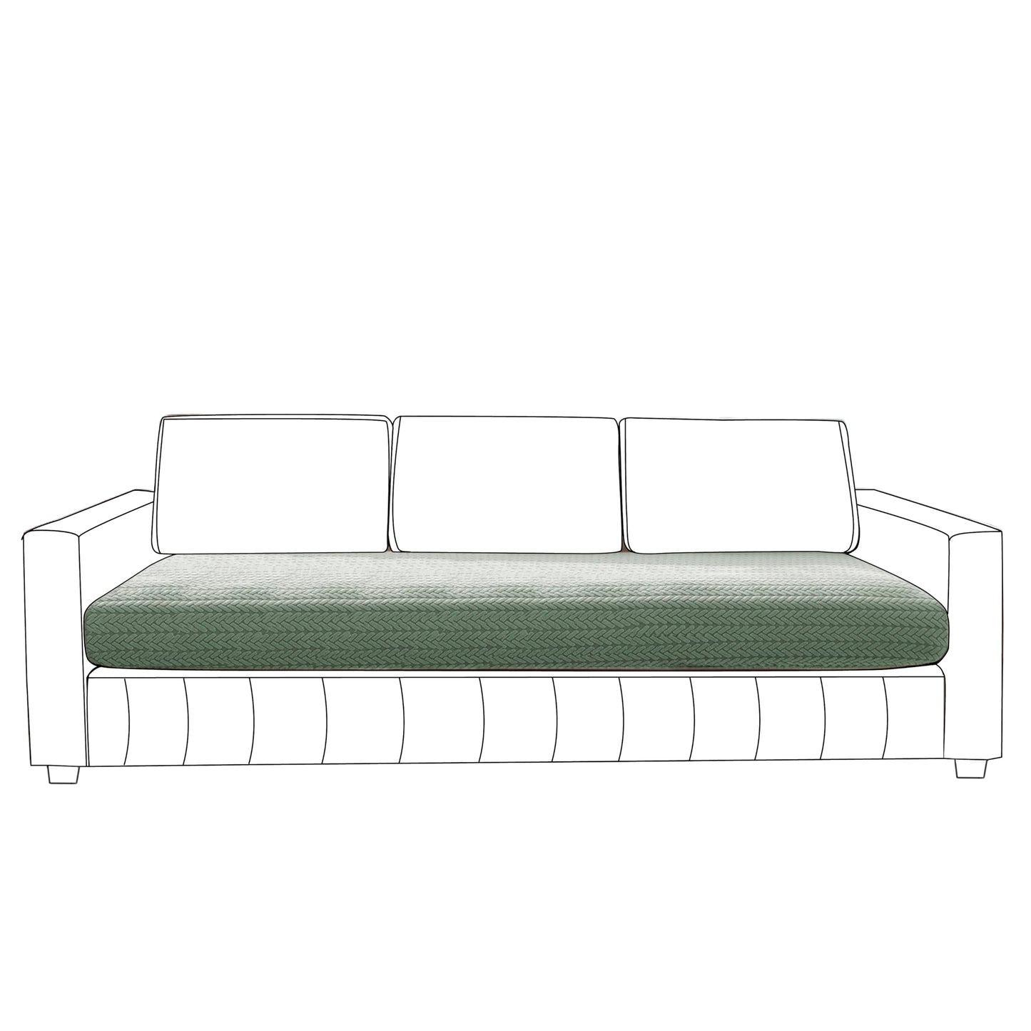 Stretchable Thick Jacquard Textured Seat Couch Cushion Cover for 1/2/3 Seaters, Green