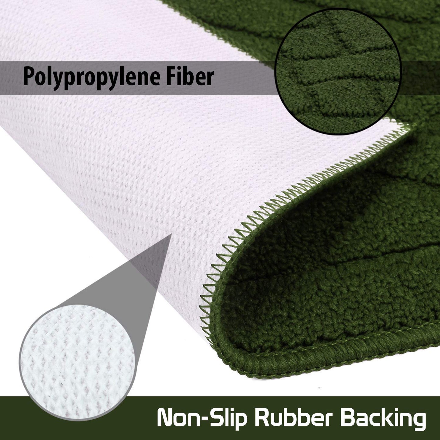 Entrance Door Inside and Outside Dirt Trapper Mat Polypropylene Fiber Anti-Slip Rubber Back Machine Washable Mat, Rectangular - 45 x 70 cm, Green