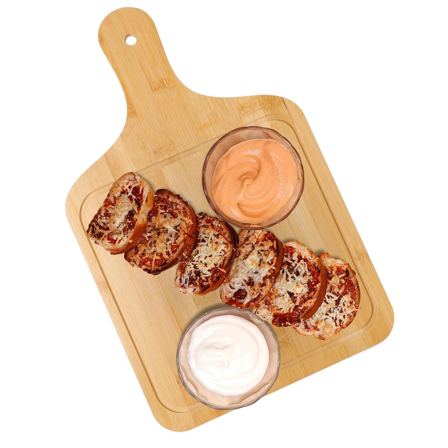 Wooden Platter Serving Tray with Handle | Pizza Tray | Snacks Serving Platter, 40x25 cm