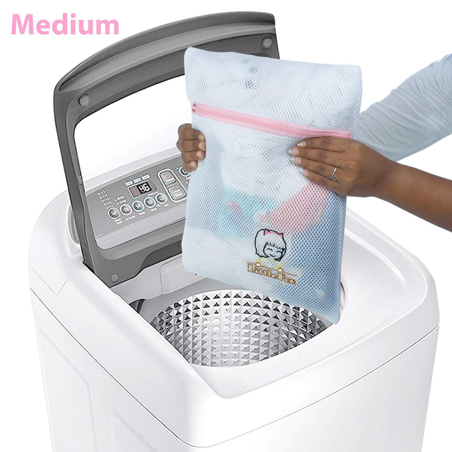 Premium Dual Layered Mesh Bags for Laundry Clothes Washing Bag, Pack of 3 (White)