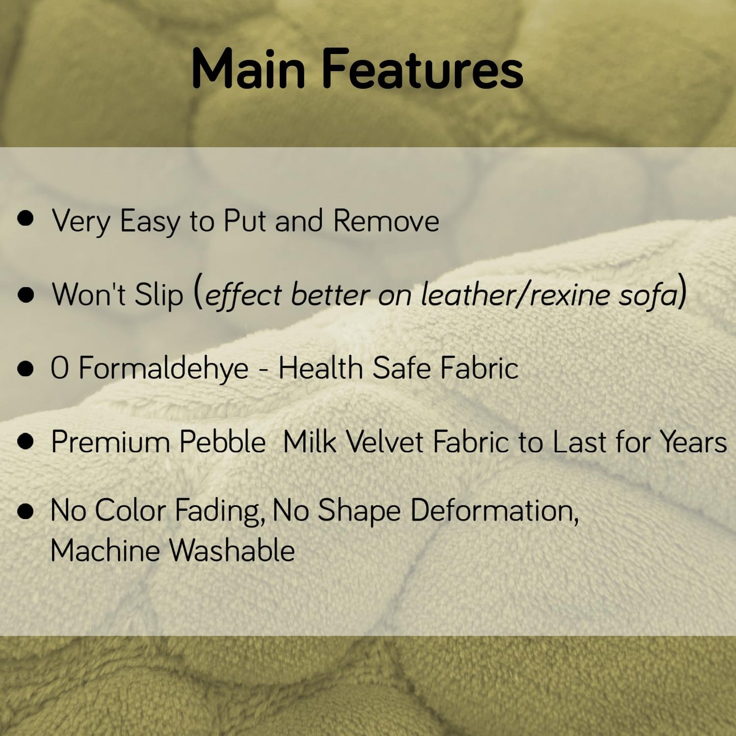 Premium Pebble Milk Velvet L Shape Sofa Cover Mat, Pristine Green