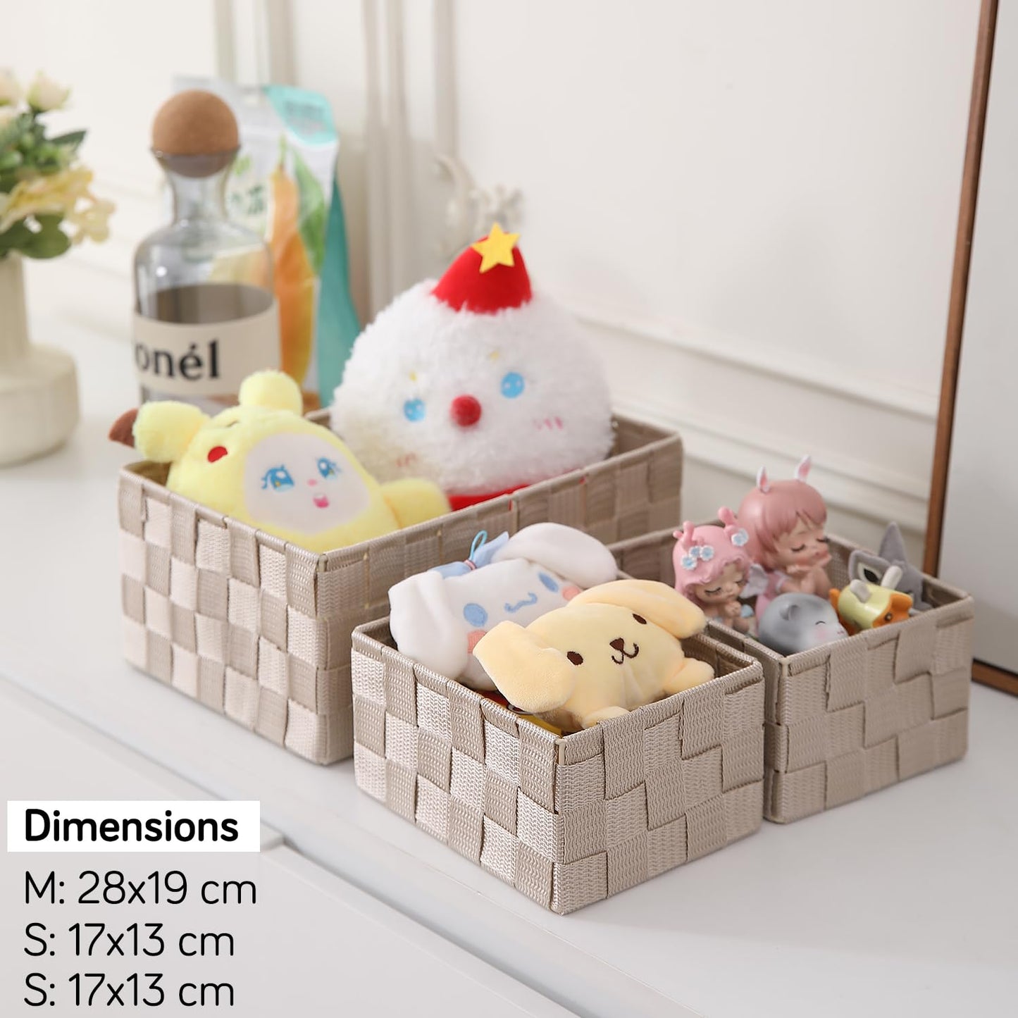 Nylon Storage Basket Desk Organizer, Beige