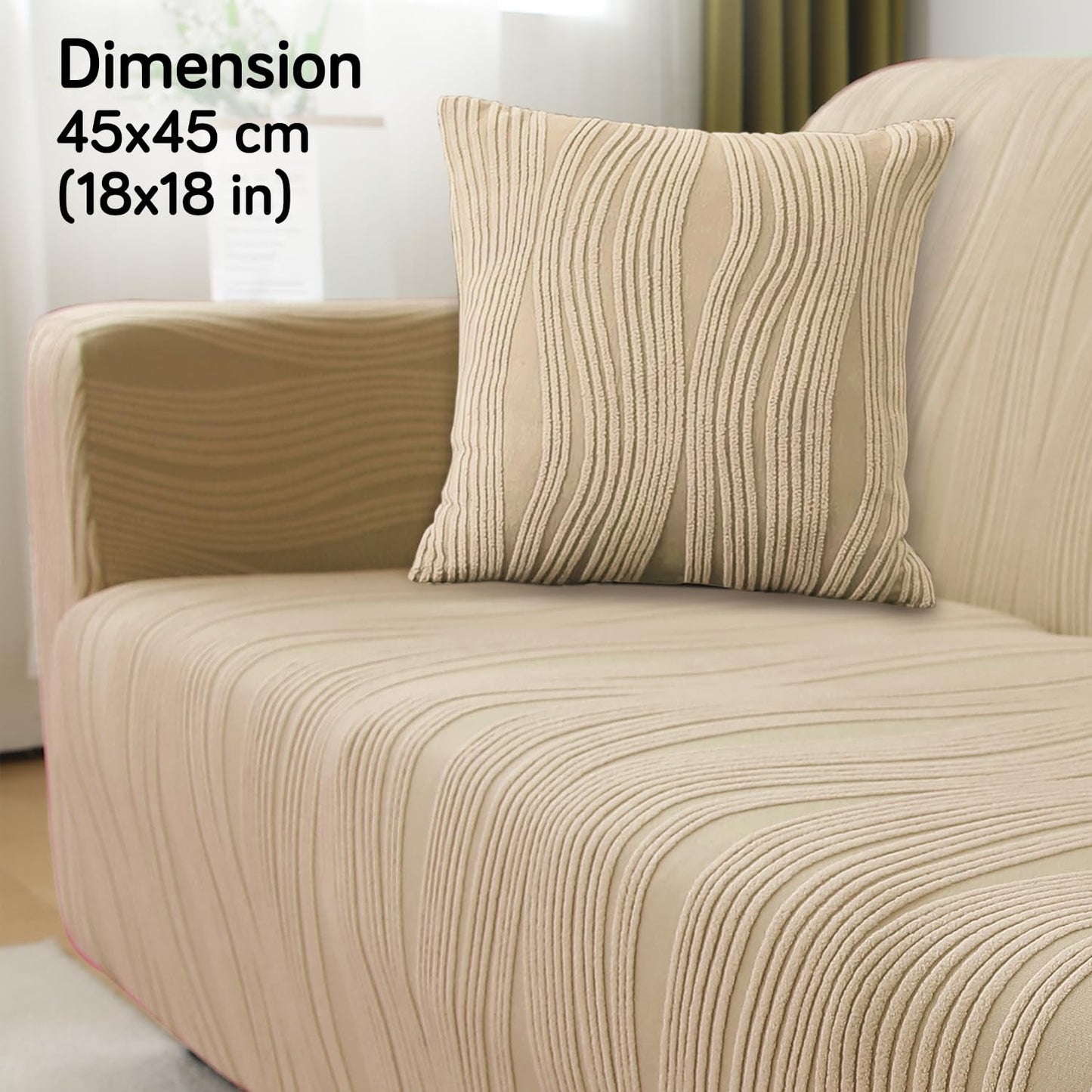 Buy Blush Beige Colour Premium Square Zippered Sofa Cushion Covers for Traditional Decor