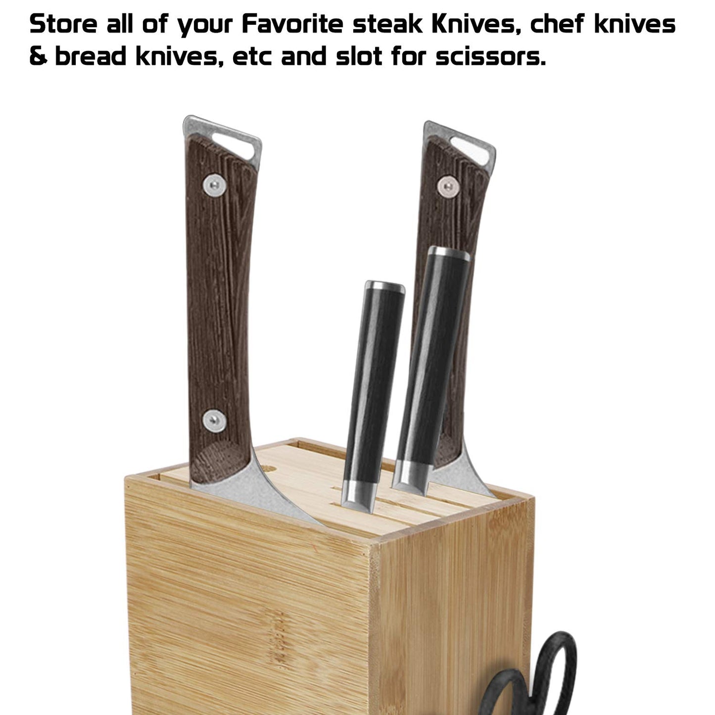Wooden Knife Holder for Kitchen, Knives Holder Stand with 5 Slots