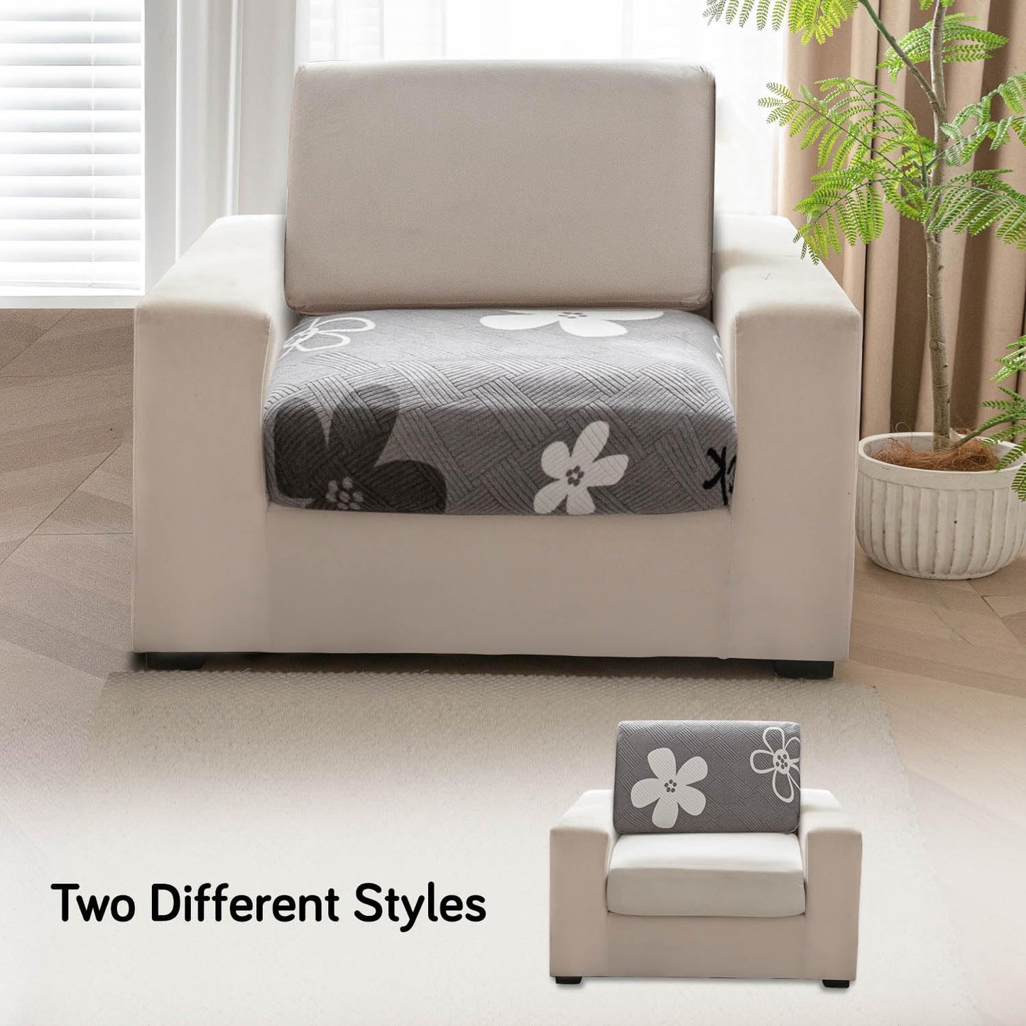 Stretchable Thick Fleece Textured Seat Couch Cushion Cover for 1/2/3 Seater, Moon Grey