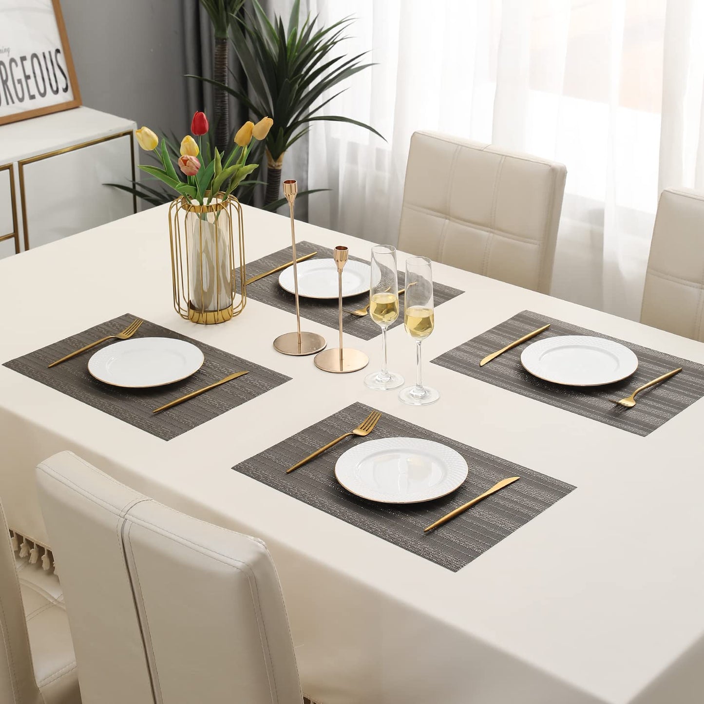 PVC Dining Table Mats, Shadow Grey
