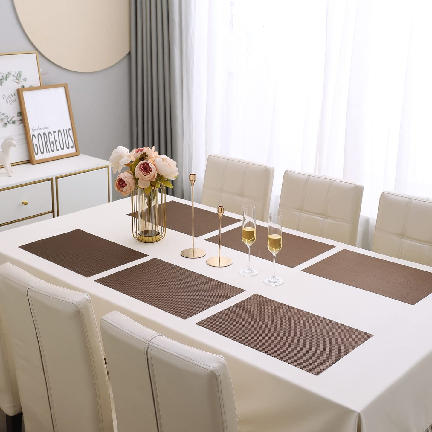 PVC Dining Table Mats, Brown