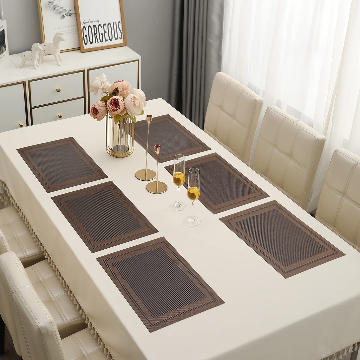 PVC Dining Table Mats, Copper Brown