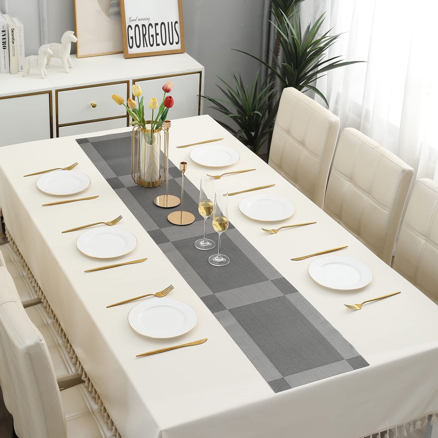 PVC Table Runner, Silver