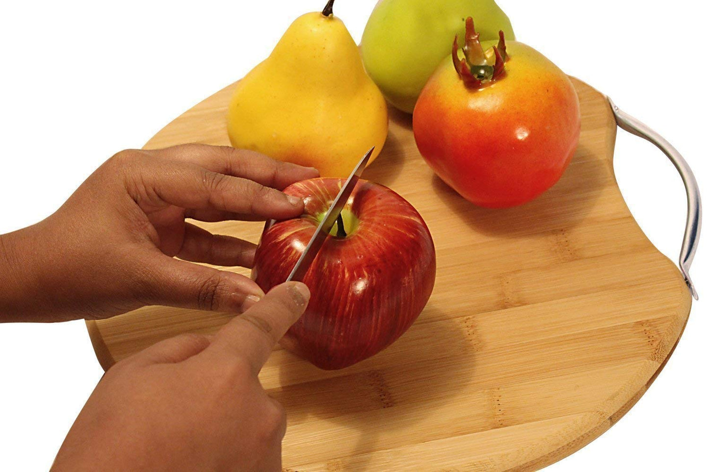 Circular Eco-Friendly Natural Bamboo/Wooden Chopping Cutting Board with Handle, 30 X 30cm