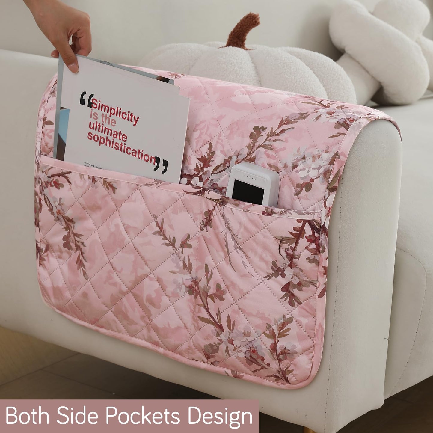 Quilted, Waterproof and Anti-Slip Sofa Cover Mat, Blossom Flower Pink