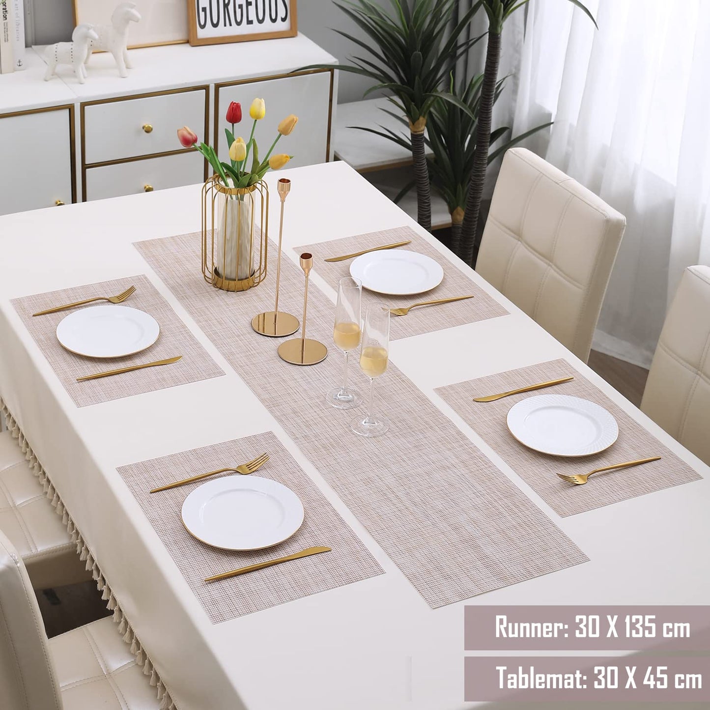 PVC Dining Table Mats, Beige