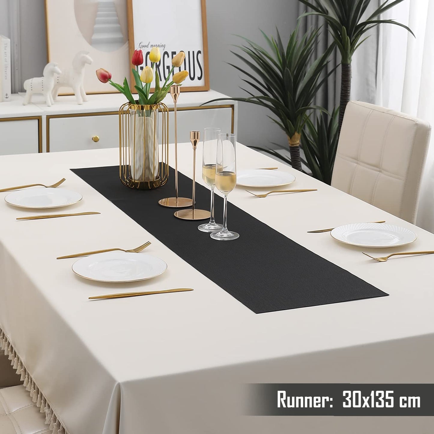 PVC Table Runner, Black