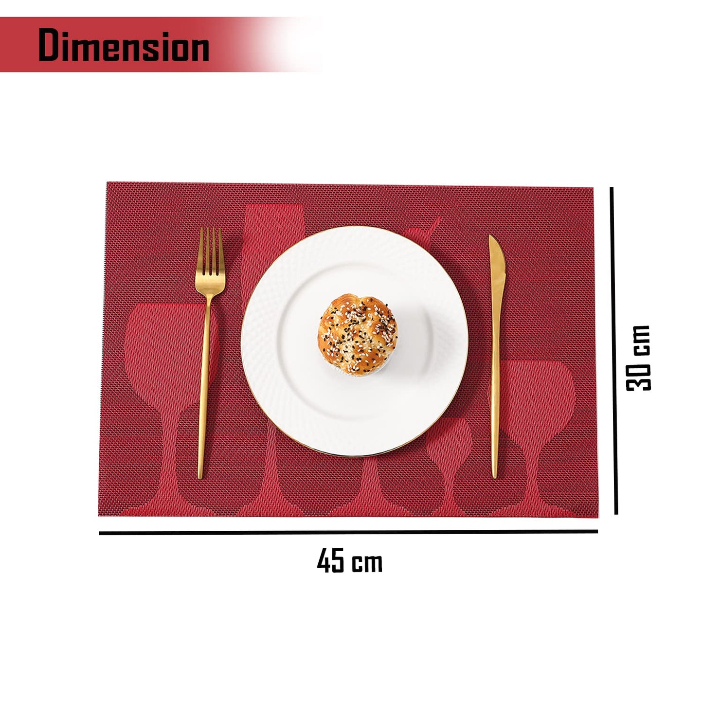 PVC Dining Table Mats, Cherry Red