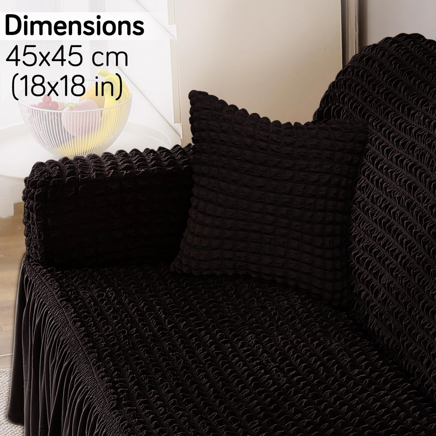 HOKIPO Bubble Pack of 2 Cushion Cover 18x18,Dark Chocolate