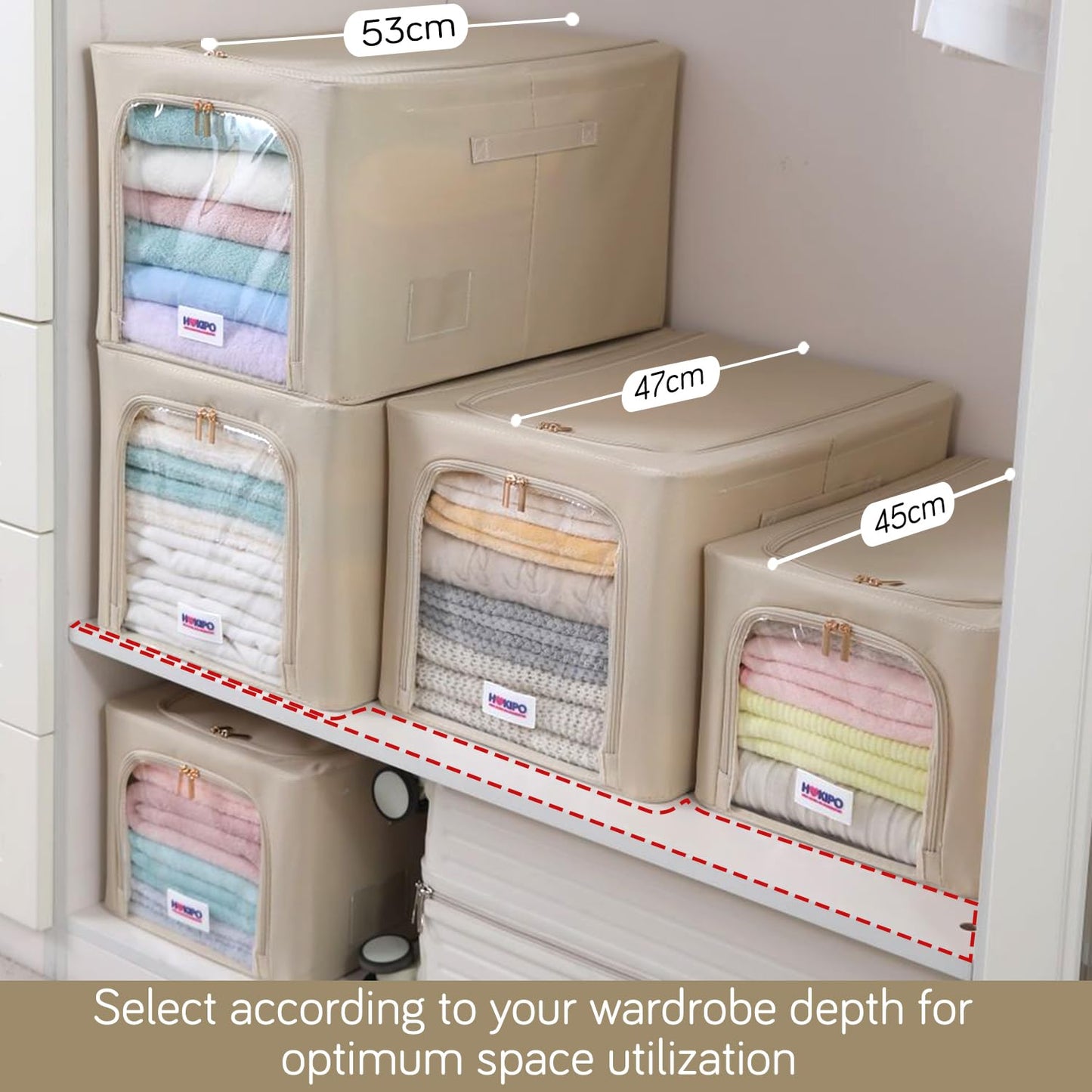 600D Oxford Fabric Wardrobe Organizer for Storage - Beige
