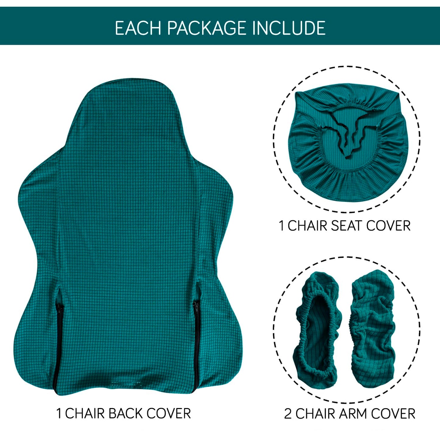 Stretchable Jacquard Elastic Gaming Chair Cover, Teal