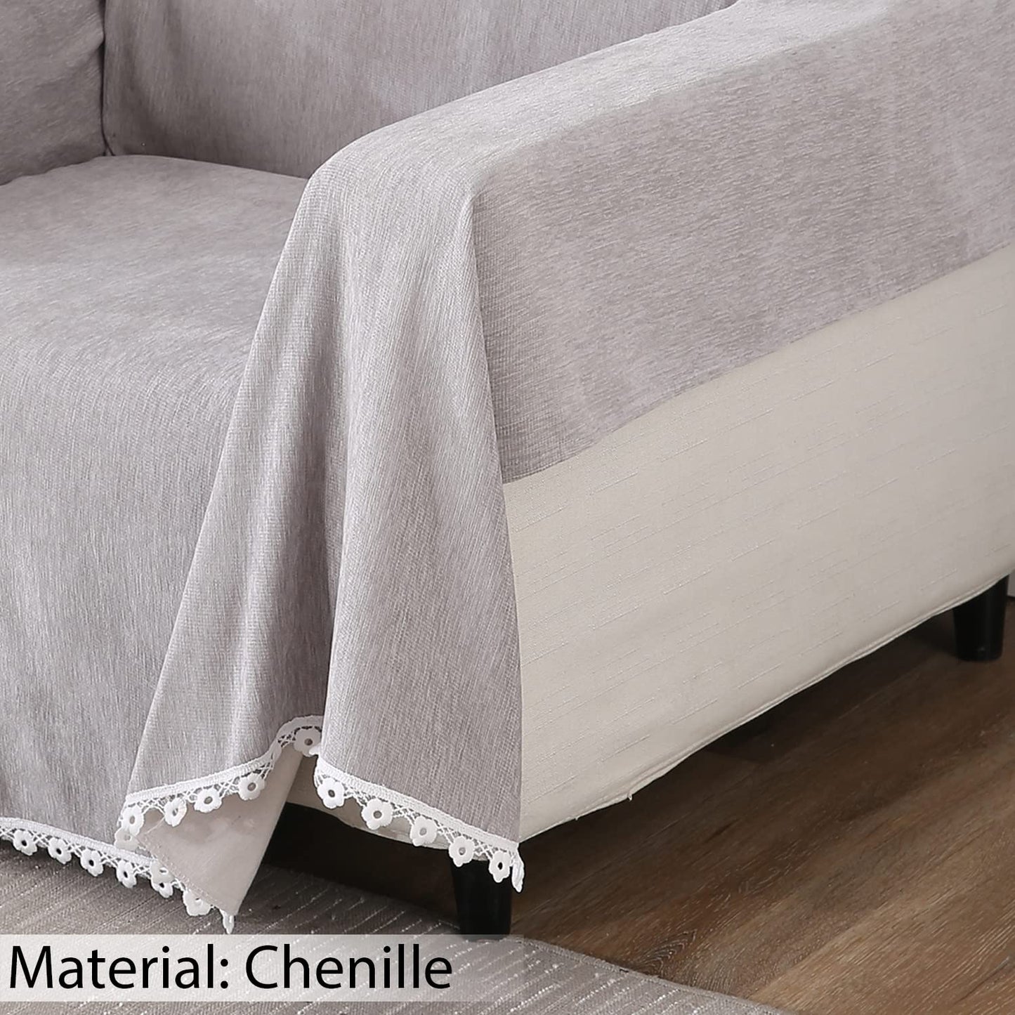 Chenille Sofa Couch Slipcover , Grey for 1/2/3 Seater