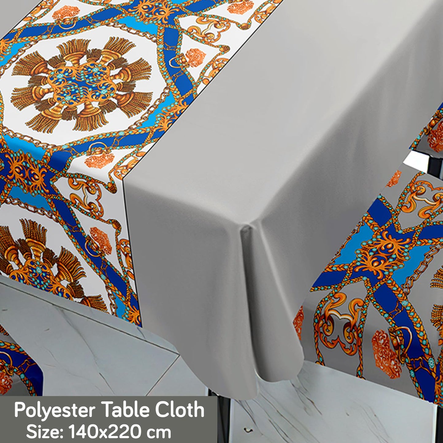 Grey Dining Table Cover with Chair Covers | 4/6 Seater