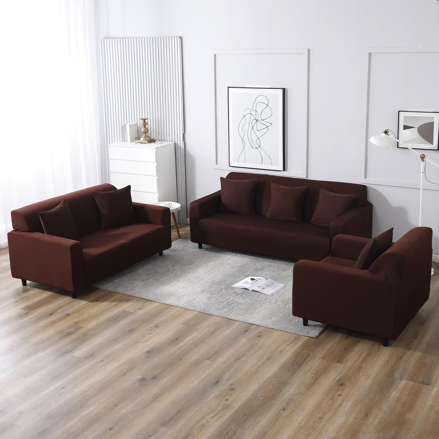 HOKIPO Stretchable Pack of 2 Plain Cushion Cover 16x16, Chocolate Brown