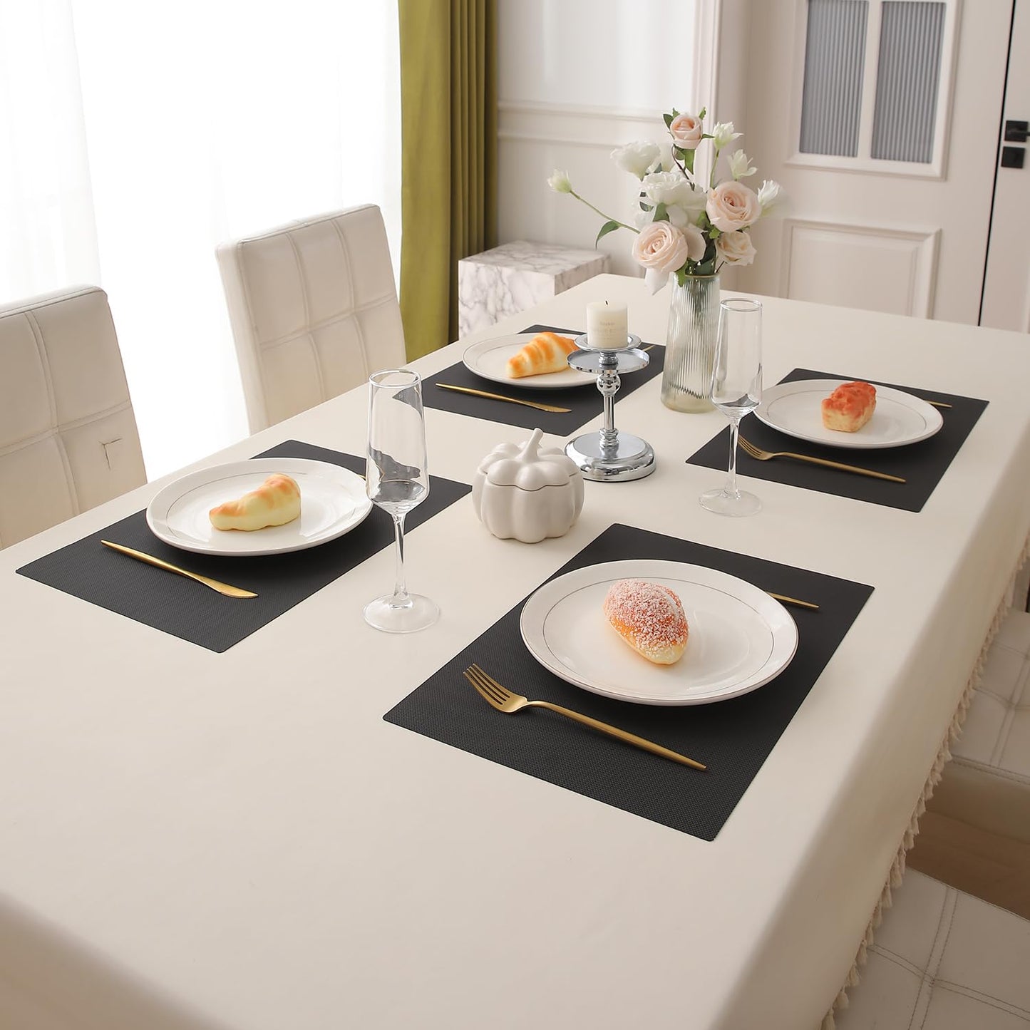 PP Waterproof Dining Table Mat, Chocolate Brown