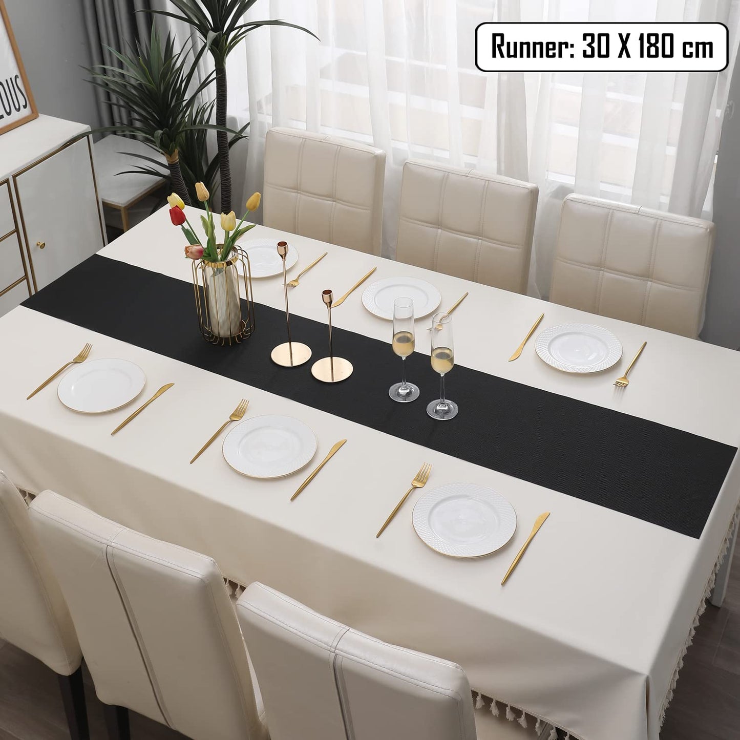 PVC Table Runner, Black