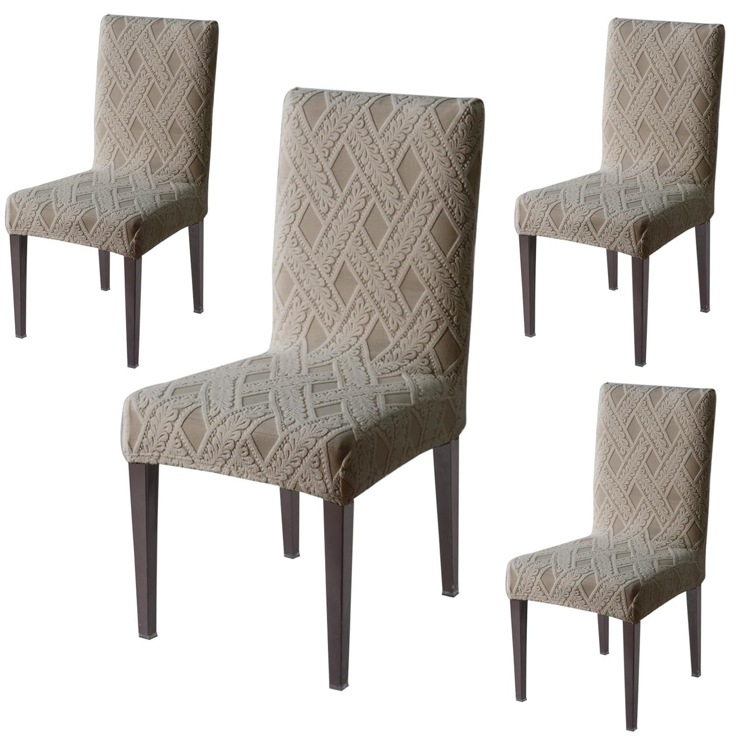 Chair Cover Set of 1/2/4/6, 190 GSM Jacquard, Buff Brown
