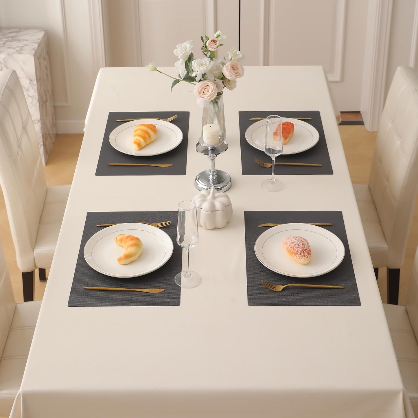 PP Waterproof Dining Table Mat, Charcoal Black