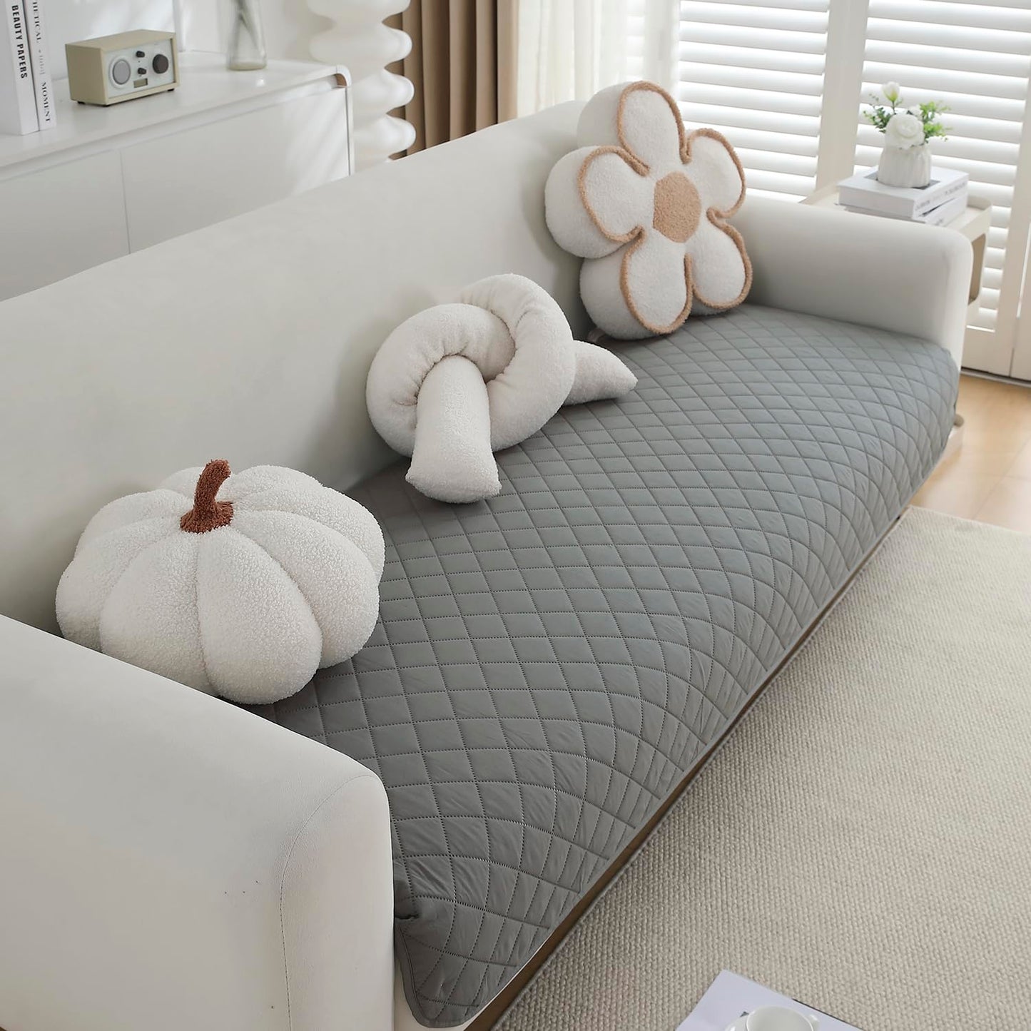 Water Repellent + Waterproof Quick Dry Sofa Seat Mat for 1/2/3 Seater Sofa - Light Grey