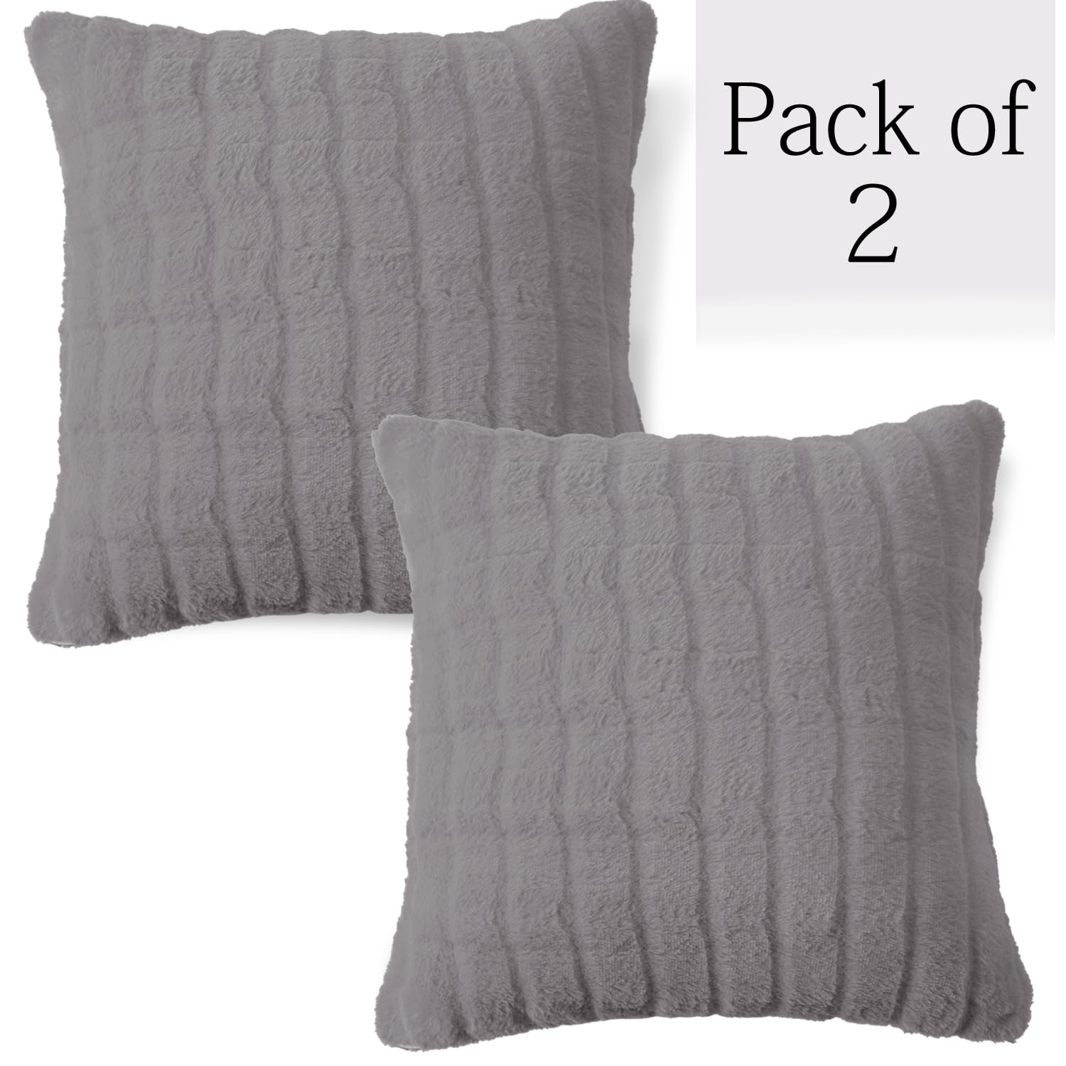 Buy Light Grey Colour Premium Zippered Plush pillow covers in set of 2
